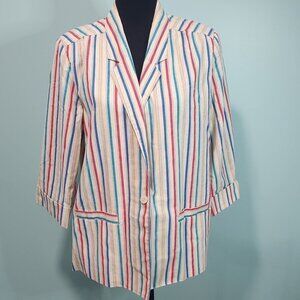 Vintage • Striped Blazer with Shoulder Pads